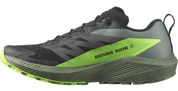 Кроссовки мужские Salomon Sense Ride 5 Black/Laurel Wreath/Green Gecko - Фото 2 большая