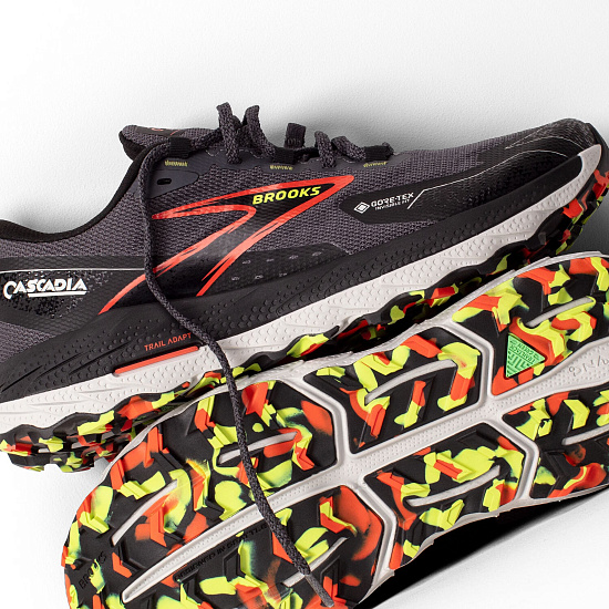 Кроссовки мужские Brooks Cascadia 18 Gtx Blackened Pearl/Black/Tomato - Фото 7 большая