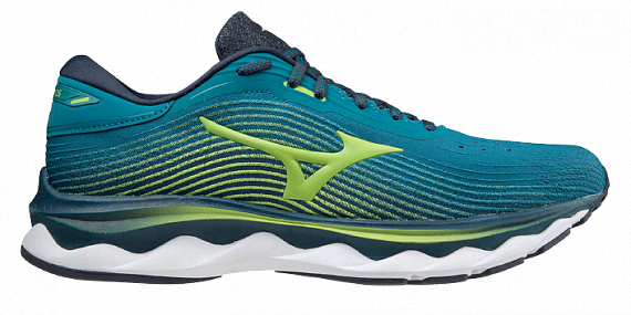 Кроссовки мужские Mizuno Wave Sky 5 т.бирюз/зел.лайм/т.бирюз - Фото 1 большая