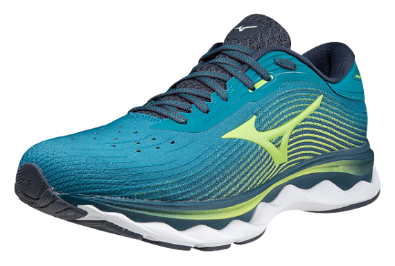 Кроссовки мужские Mizuno Wave Sky 5 т.бирюз/зел.лайм/т.бирюз - Фото 6 большая