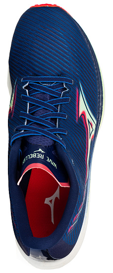 Кроссовки мужские Mizuno Wave Rebellion син/зел/роз - Фото 2 большая