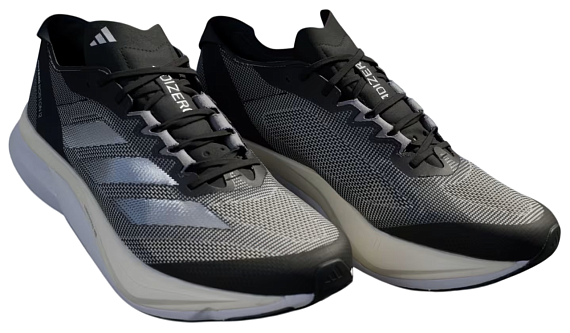 Кроссовки мужские Adidas Adizero Boston 12 Black/White/Carbon - Фото 3 большая