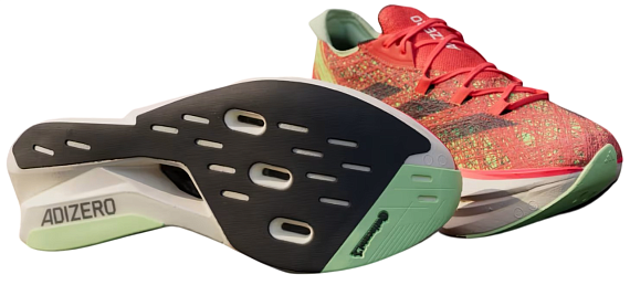 Кроссовки Adidas Adizero Prime X 2.0 Strung Solar Red/Aurora Met./Green Spark - Фото 2 большая