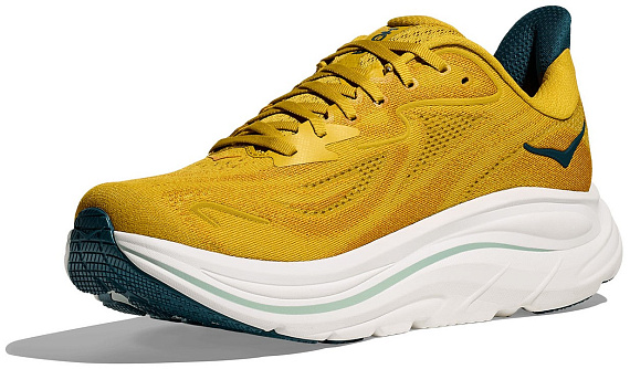 Кроссовки мужские Hoka Clifton 10 Yellow Gold/Tidal Wave - Фото 4 большая