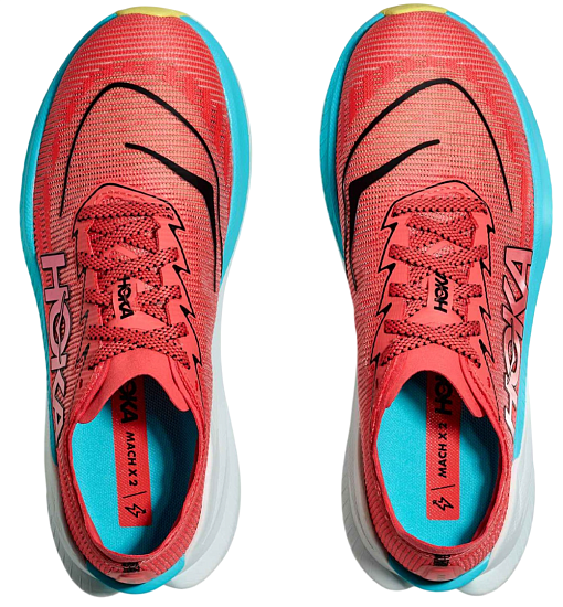 Кроссовки мужские Hoka Mach X 2 Grapefruit/Electric Coral - Фото 2 большая