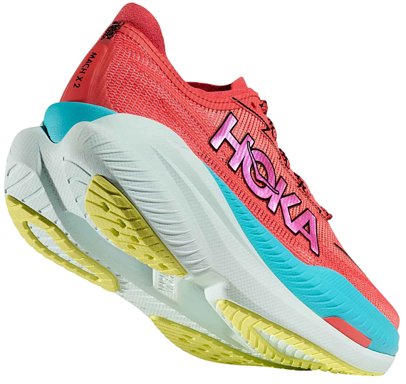 Кроссовки мужские Hoka Mach X 2 Grapefruit/Electric Coral - Фото 3 большая