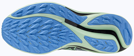 Кроссовки мужские Mizuno Wave Rider Gtx 2 VintageIndigo/NeoMint/FrontBlu - Фото 2 большая