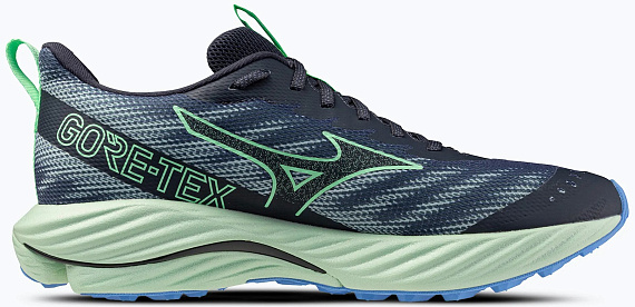 Кроссовки мужские Mizuno Wave Rider Gtx 2 VintageIndigo/NeoMint/FrontBlu - Фото 3 большая