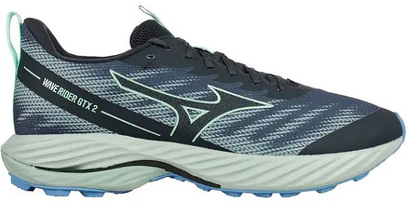 Кроссовки мужские Mizuno Wave Rider Gtx 2 VintageIndigo/NeoMint/FrontBlu - Фото 1 большая