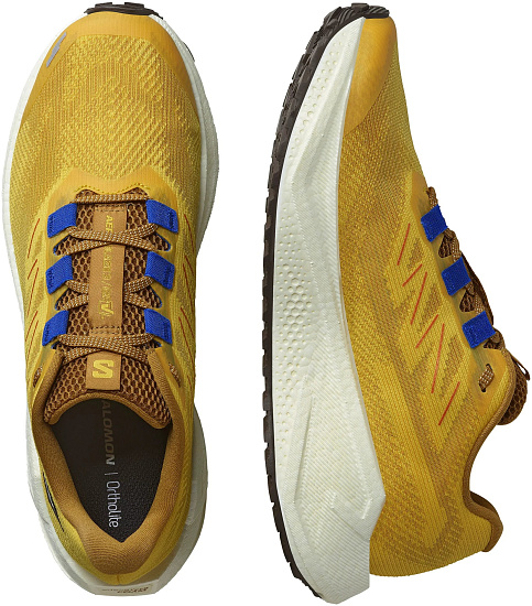 Кроссовки мужские Salomon Aero Blaze 3 Grvl Spicy Mustard/Vanilla Ice/Nautical Blue - Фото 2 большая