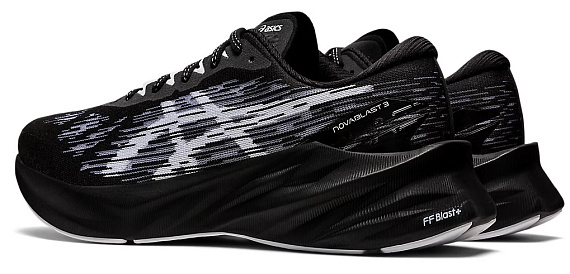 Кроссовки мужские ASICS Novablast 3 Black/White - Фото 3 большая