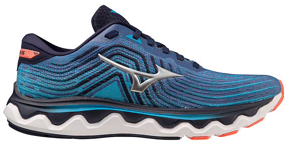 Кроссовки мужские Mizuno Wave Horizon 6 SurfWeb/Silver/NeonFlame - Фото 2 большая