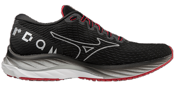 Кроссовки Mizuno Wave Rider 26 Amsterdam Black/White/Tango Red - Фото 2 большая