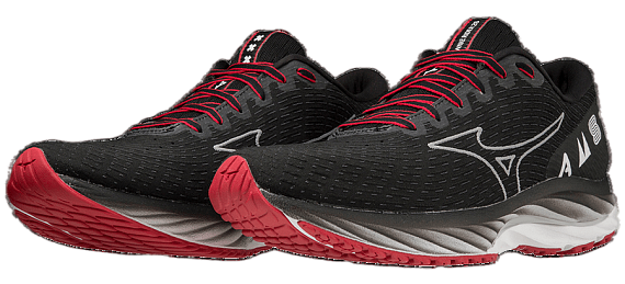 Кроссовки Mizuno Wave Rider 26 Amsterdam Black/White/Tango Red - Фото 3 большая