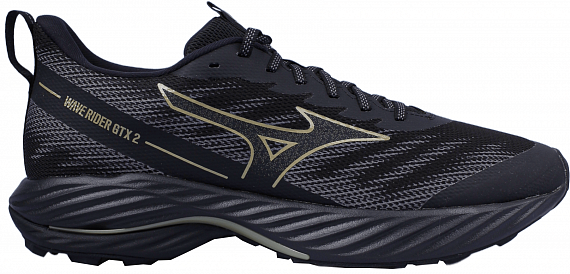 Кроссовки мужские Mizuno Wave Rider Gtx 2 Black/Gloden Halo/Quiet Shade - Фото 1 большая