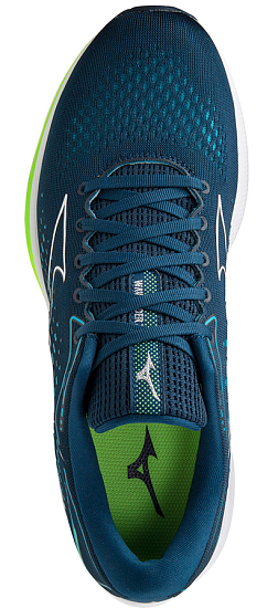 Кроссовки мужские Mizuno Wave Rider 25 т.син-зел/бел/зел - Фото 4 большая