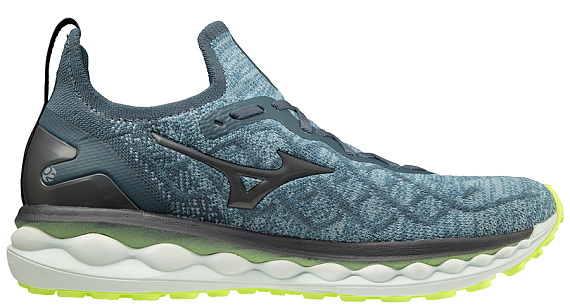 Кроссовки мужские Mizuno Wave Sky Neo 2 гол/т.син/нео.лайм - Фото 3 большая
