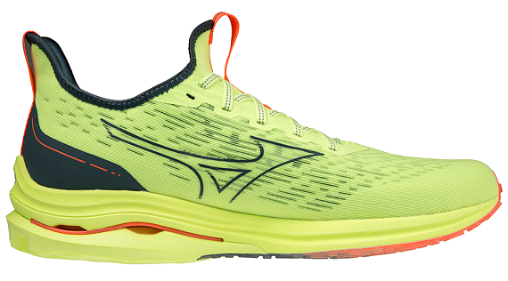 Кроссовки мужские Mizuno Wave Rider Neo 2 нео.лайм/т.син-гол/кр-оранж - Фото 3 большая