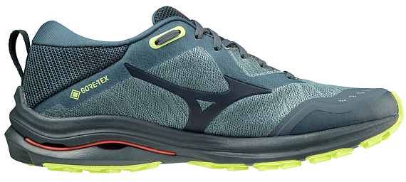 Кроссовки мужские Mizuno Wave Rider Gtx Orion Blue/Orion Blue/Neo Lime - Фото 3 большая