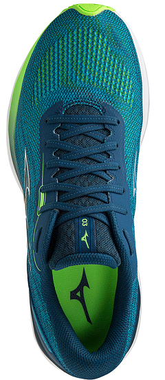Кроссовки мужские Mizuno Wave Skyrise 3 Algiers Blue/White/Green Gecko - Фото 3 большая
