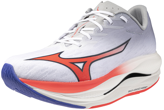 Кроссовки мужские Mizuno Wave Rebellion Flash 3 White/Fiery Coral 2/Iris Bloom - Фото 4 большая