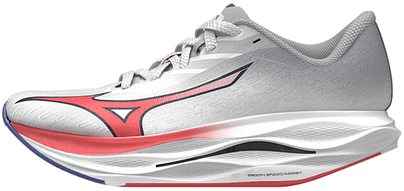 Кроссовки мужские Mizuno Wave Rebellion Flash 3 White/Fiery Coral 2/Iris Bloom - Фото 6 большая