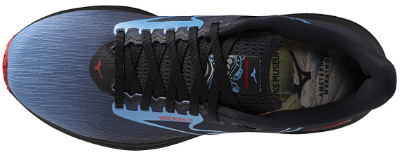 Кроссовки Mizuno Wave Rider 29 Amsterdam Black/All Aboard/High Risk Red - Фото 3 большая