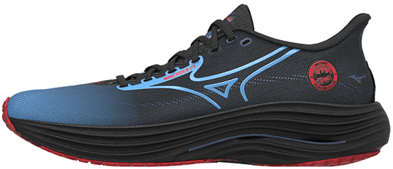 Кроссовки Mizuno Wave Rider 29 Amsterdam Black/All Aboard/High Risk Red - Фото 6 большая