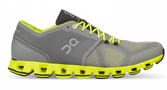 Кроссовки мужские On Cloud X Grey/Neon - Фото 1 большая