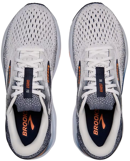 Кроссовки мужские Brooks Ghost 16 White/Peacoat/Orange - Фото 4 большая