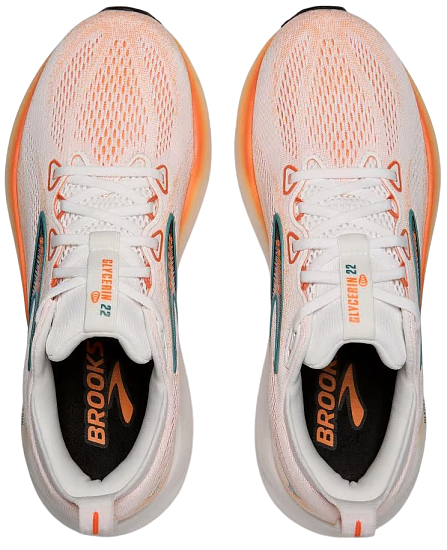 Кроссовки мужские Brooks Glycerin 22 White/Orange/Green Blue Slate - Фото 4 большая