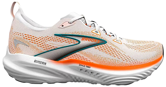 Кроссовки мужские Brooks Glycerin 22 White/Orange/Green Blue Slate - Фото 1 большая
