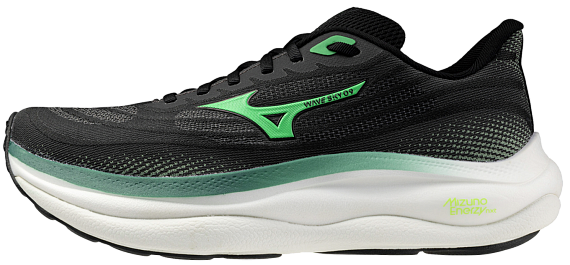 Кроссовки мужские Mizuno Wave Sky 9 Black/Goblin Green/Alpine Green - Фото 2 большая
