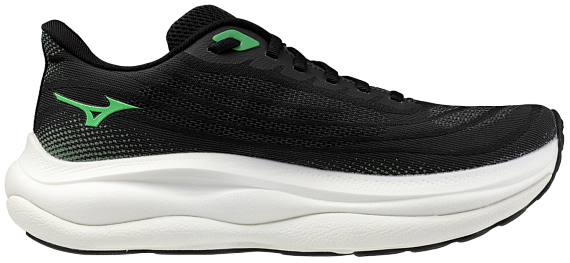 Кроссовки мужские Mizuno Wave Sky 9 Black/Goblin Green/Alpine Green - Фото 4 большая