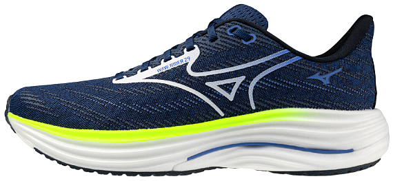 Кроссовки мужские Mizuno Wave Rider 29 Estate Blue/White/Lightning Yellow - Фото 2 большая