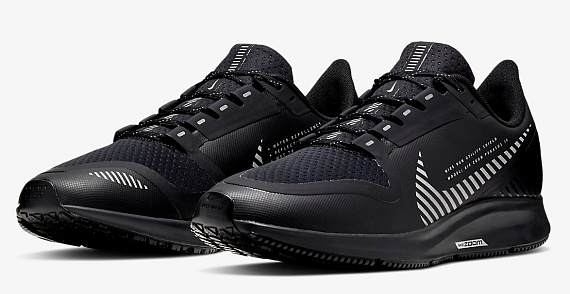 Кроссовки мужские Nike Air Zoom Pegasus 36 Shield Black/Black-Metallic Silver - Фото 3 большая
