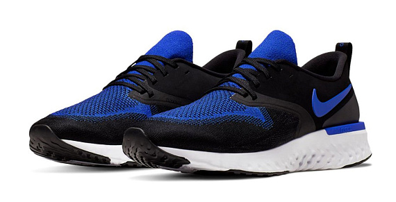 Кроссовки мужские Nike Odyssey React 2 Flyknit Black/Racer Blue-White - Фото 4 большая