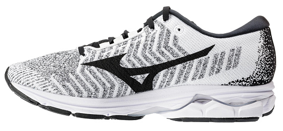 Кроссовки мужские Mizuno Wave Rider Waveknit 3 Бел/Чер/Бел - Фото 5 большая