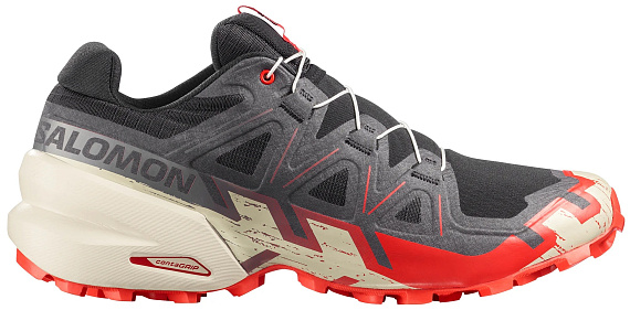 Кроссовки мужские Salomon Speedcross 6 Black/Fiery Red/Almond Milk - Фото 1 большая