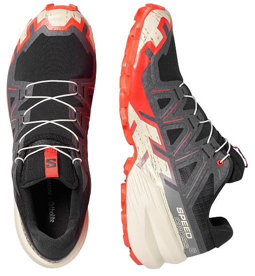 Кроссовки мужские Salomon Speedcross 6 Black/Fiery Red/Almond Milk - Фото 2 большая