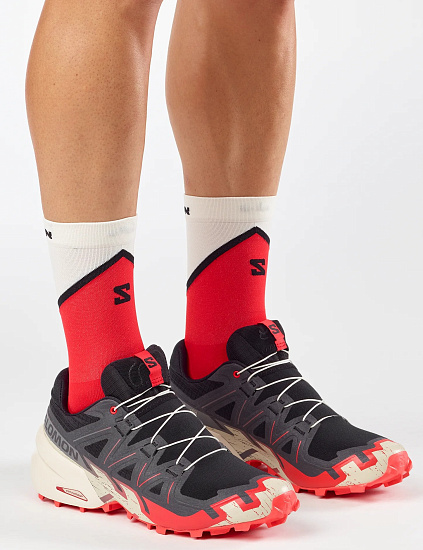 Кроссовки мужские Salomon Speedcross 6 Black/Fiery Red/Almond Milk - Фото 4 большая