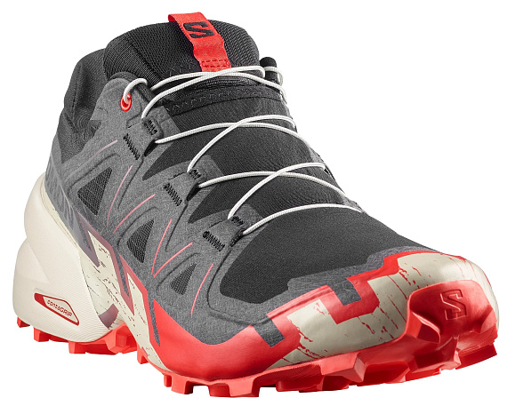 Кроссовки мужские Salomon Speedcross 6 Black/Fiery Red/Almond Milk - Фото 5 большая