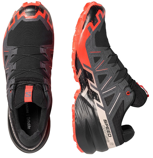 Кроссовки мужские Salomon Speedcross 6 Gtx Black/Fiery Red/Almond Milk - Фото 2 большая