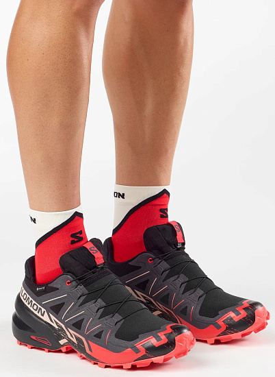 Кроссовки мужские Salomon Speedcross 6 Gtx Black/Fiery Red/Almond Milk - Фото 4 большая