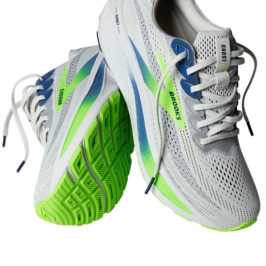 Кроссовки мужские Brooks Ghost 17 Oyster/Beacon Blue/Gecko - Фото 7 большая