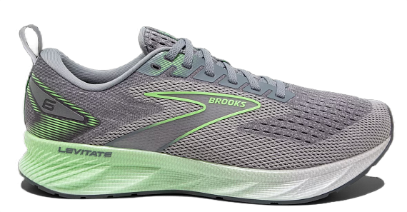 Кроссовки мужские Brooks Levitate 6 Primer Grey/Neon Green - Фото 2 большая