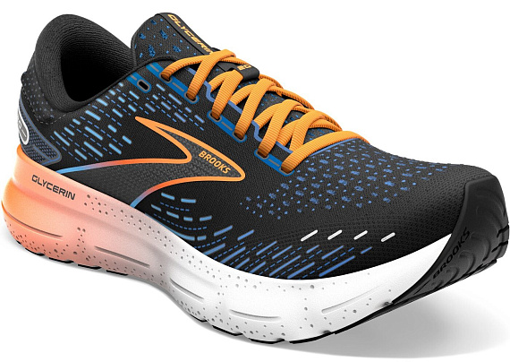 Кроссовки мужские Brooks Glycerin 20 Black/Classic Blue/Orange - Фото 3 большая