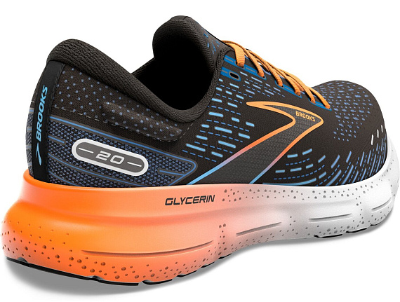 Кроссовки мужские Brooks Glycerin 20 Black/Classic Blue/Orange - Фото 4 большая
