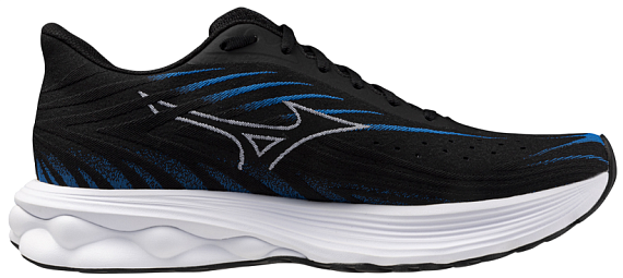 Кроссовки мужские Mizuno Wave Skyrise 6 Black/White/Blue Pace - Фото 4 большая