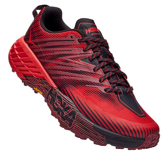 Кроссовки мужские Hoka Speedgoat 4 Cordovan/High Risk Red - Фото 6 большая
